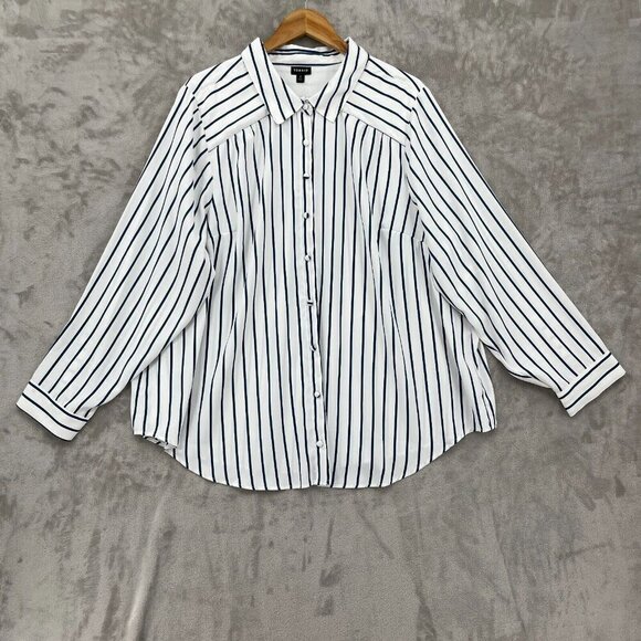 Torrid Madison Georgette Button Up Long Sleeve Shirt Striped - Picture 3 of 15